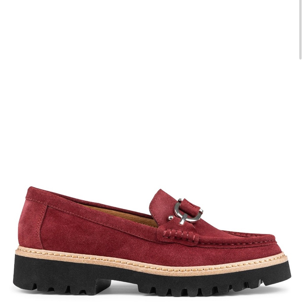 Donald Pliner Women's Helio Cranberry Red Suede Leather Loafers Flats US 8